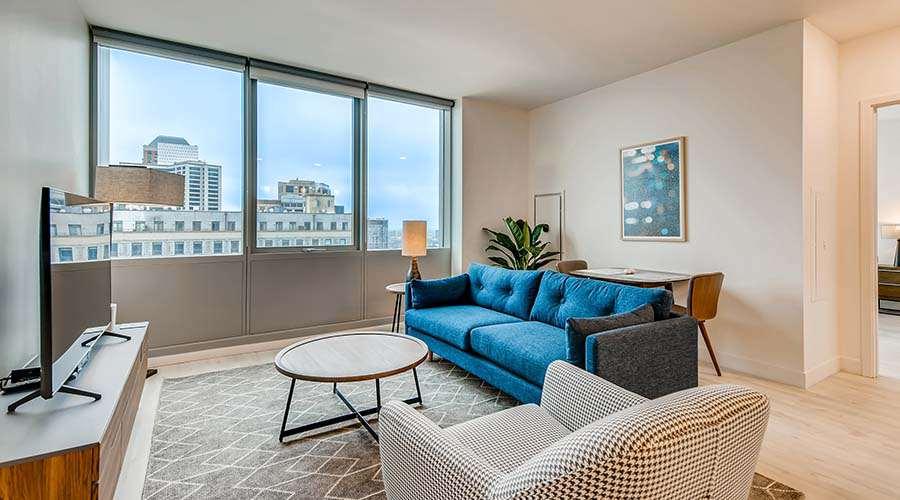 Aparthotel Sentral Michigan Avenue Chicago Zimmer foto A living room at the Ritz-Carlton